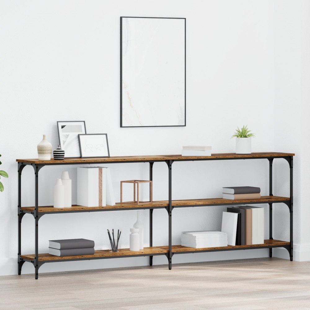 vidaXL Konsolbord Gammalt trä 200x29x75 cm Konstruerat trä