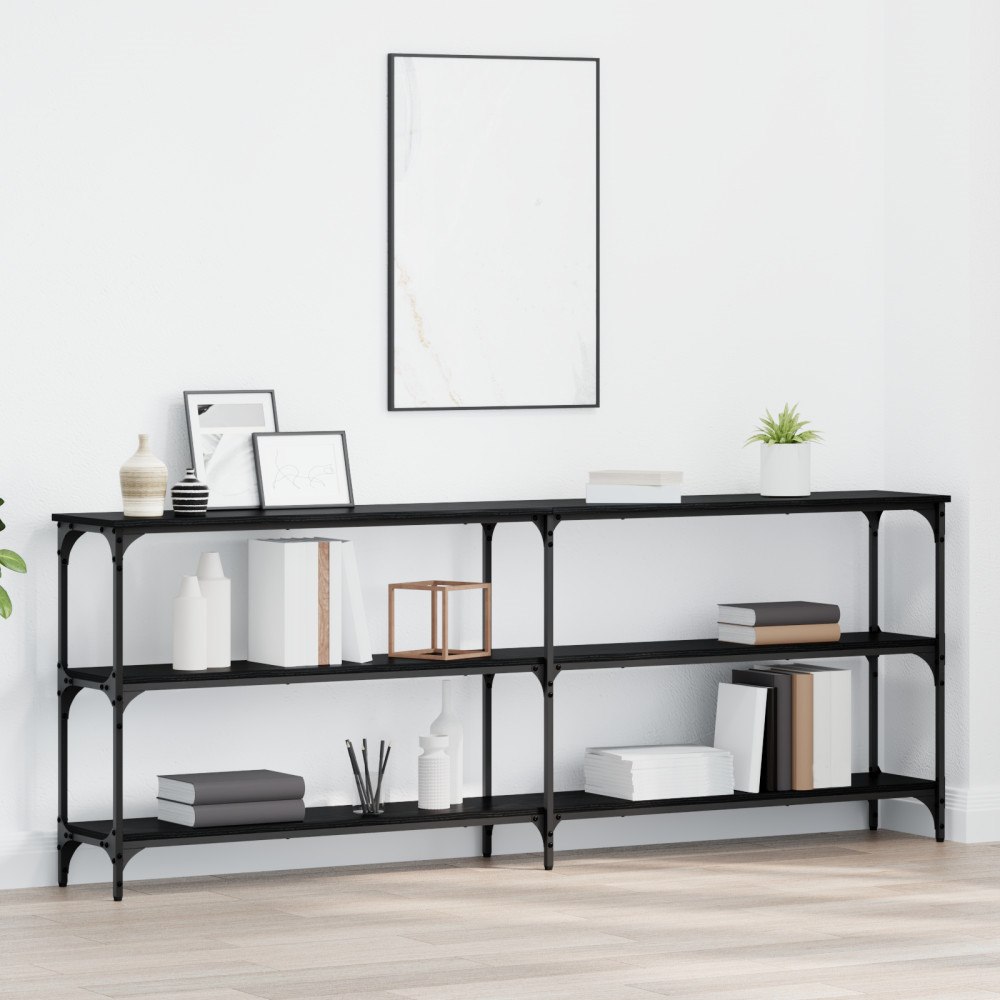 vidaXL Konsolbord Svart Ek 200x29x75 cm Konstruerat trä