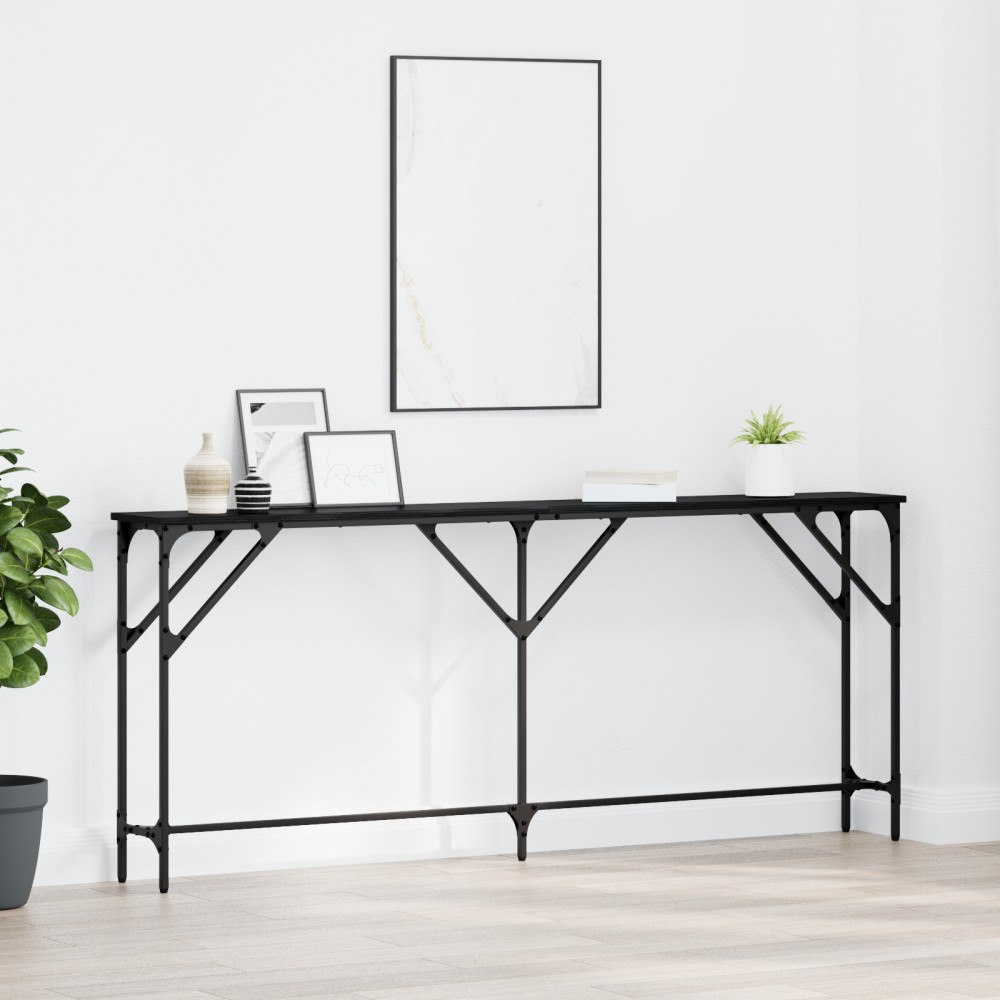 vidaXL Konsolbord Svart Ek 180x23x75 cm Konstruerat Trä