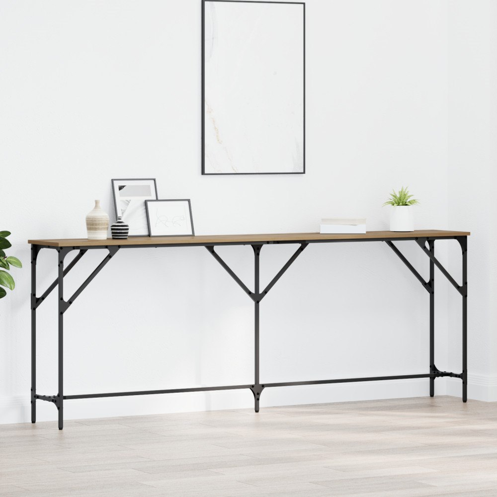 vidaXL Konsolbord Artisan Ek 200x29x75 cm Konstruerat trä