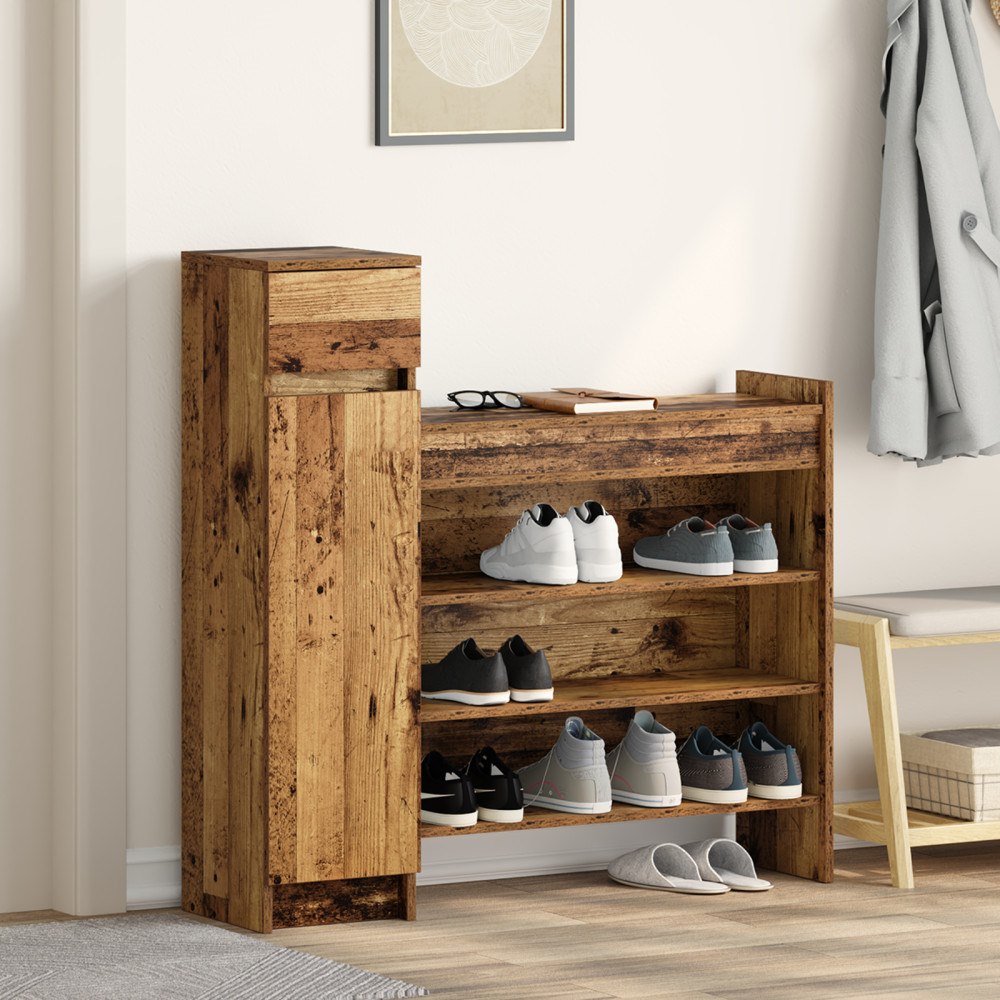 vidaXL Skoskåp Gammalt Trä 100.5x28x100 cm Konstruerat Trä