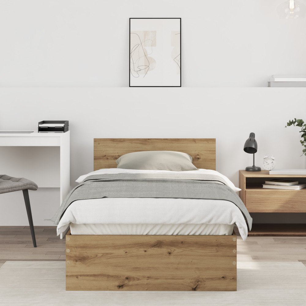 vidaXL Sängram Väggmonterad Artisan Ek 90 x 190 cm Konstruerat trä