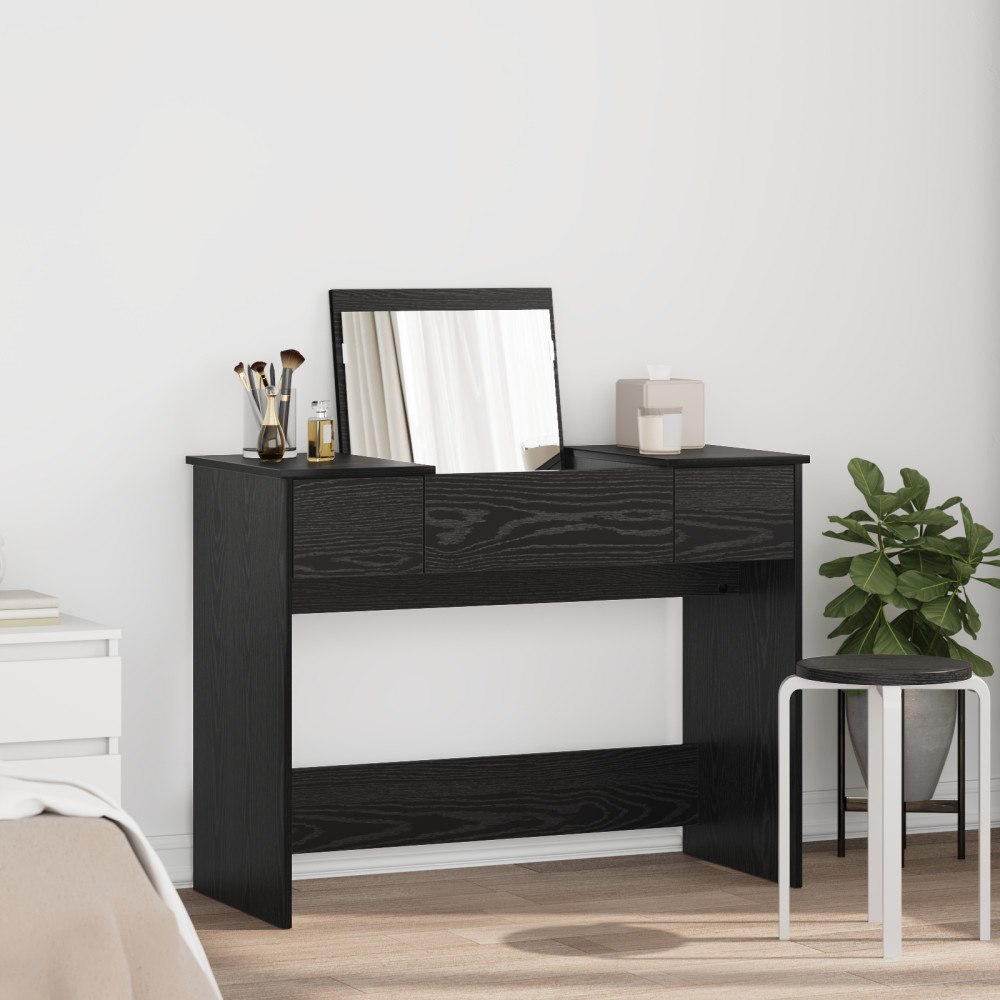 vidaXL Dressing Table med Spegel Svart Ek 100x45x76 cm