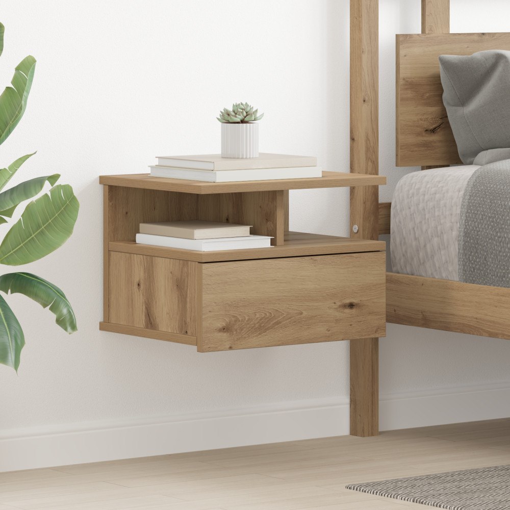 vidaXL Flytande sängbord Artisan Ek 40x31x27 cm Konstruerad trä