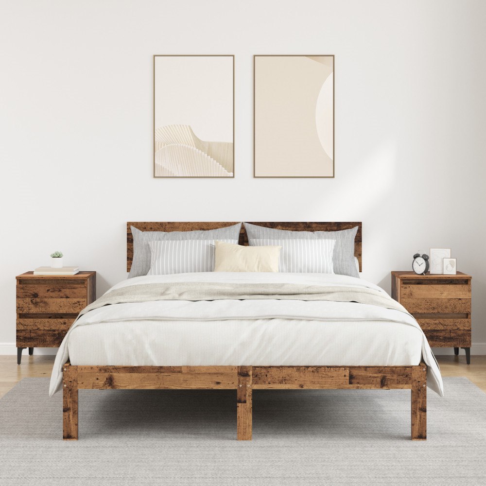 vidaXL Sängskåp 2 st Gammalt trä 40x35x50 cm Ingenjörsträ
