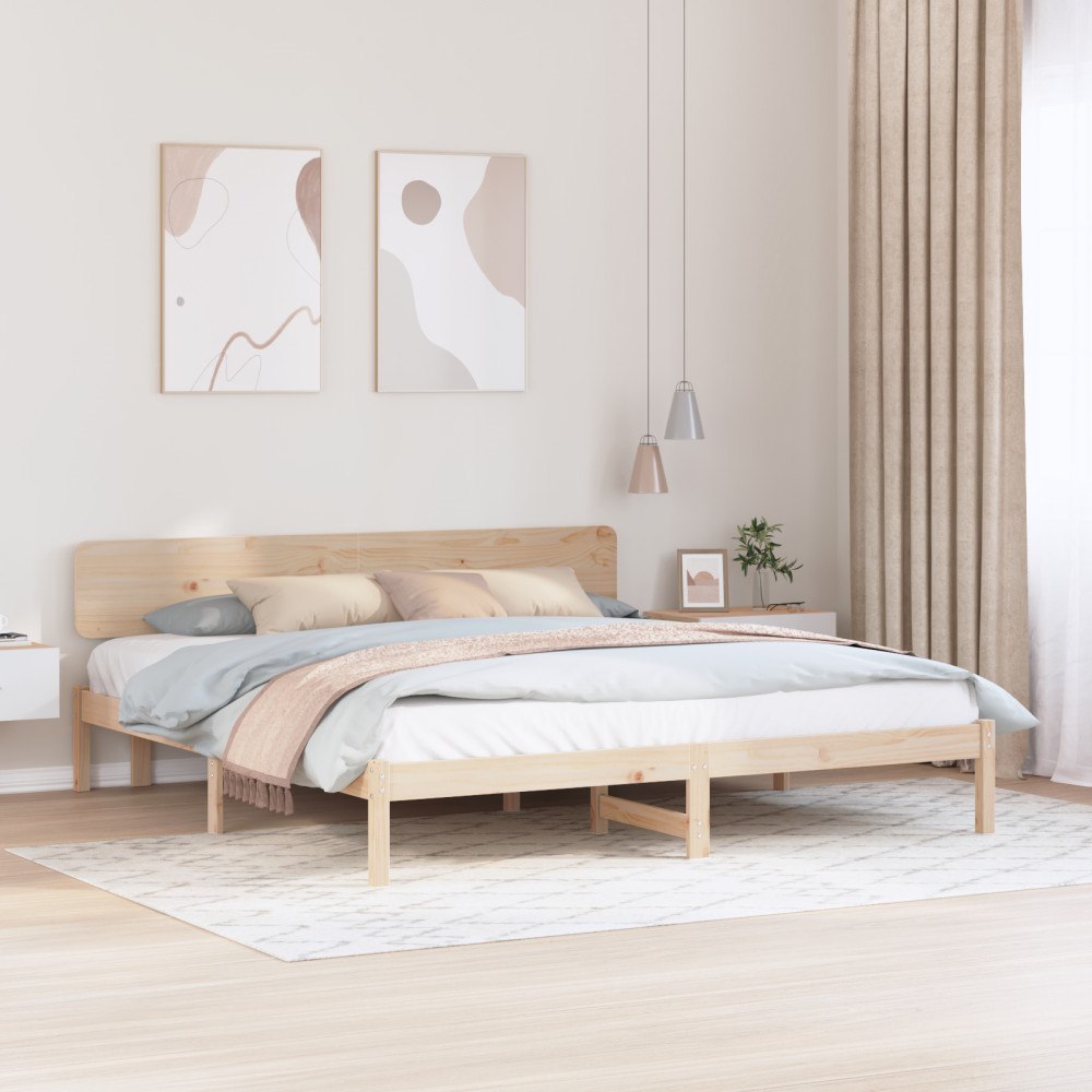 vidaXL Sängram med Sänggavel 180x200 cm Massivt Tallträ