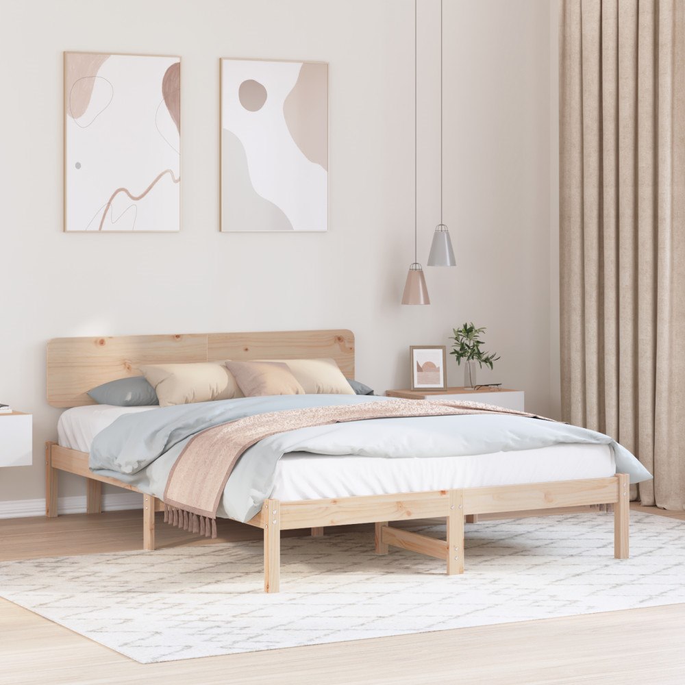 vidaXL sängram med sänggavel 140x200 cm massivt tallträ