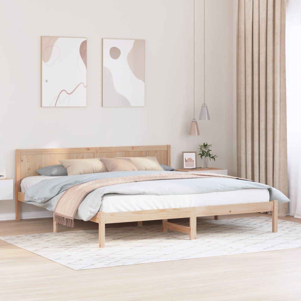 vidaXL Tallträ Sängram Naturligt trä Massivt tallträ 200 x 200 cm