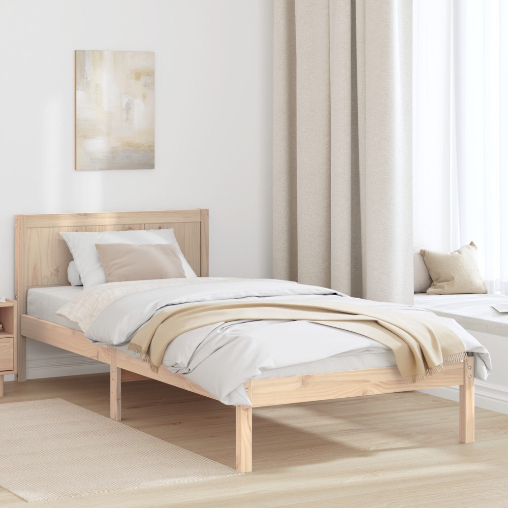 vidaXL Minimalistisk Tallträ Sängram Naturlig Massivt Tallträ 90 x 200 cm