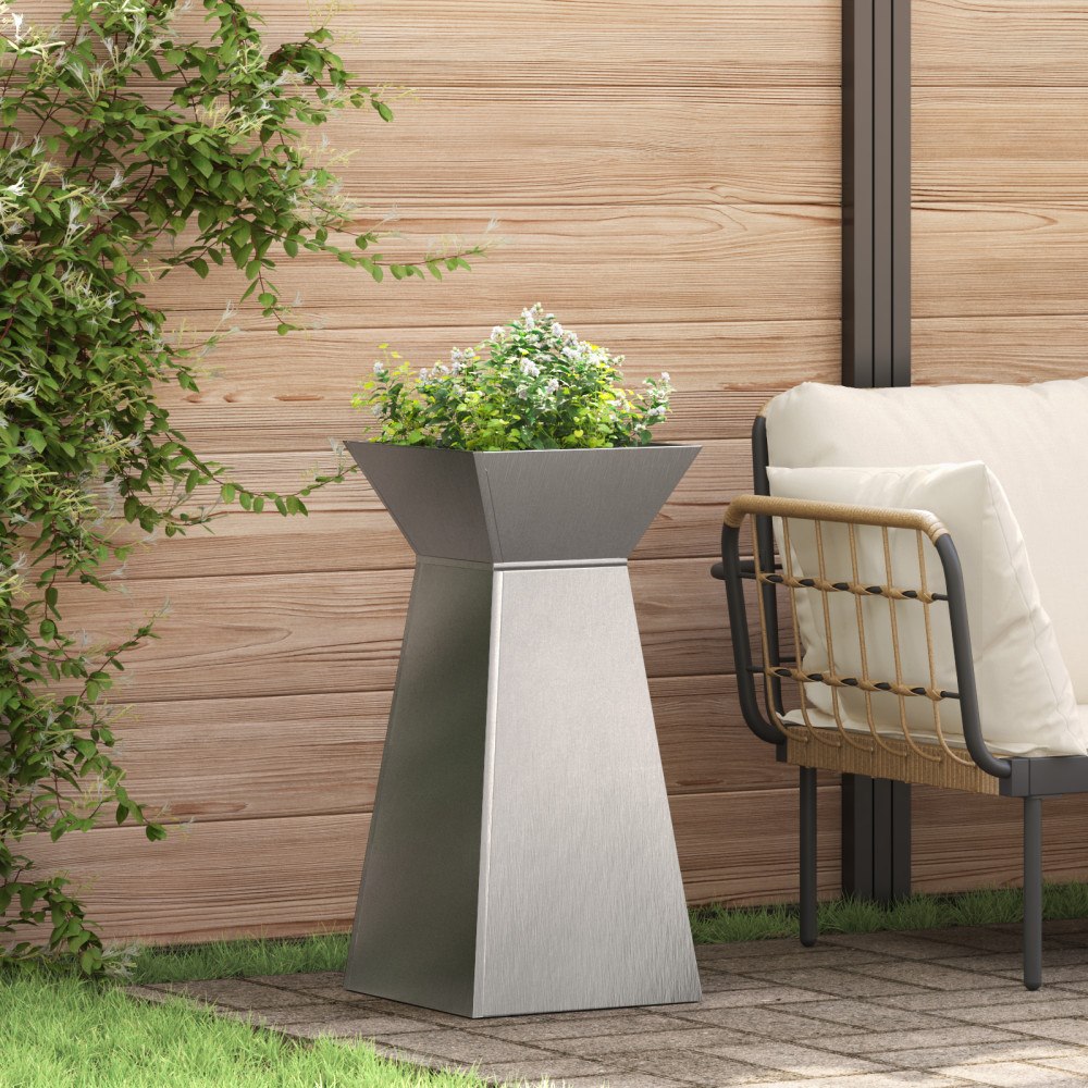 vidaXL Växtställ Rostfritt stål 35 x 35 x 73 cm Dekorativa inläggningar