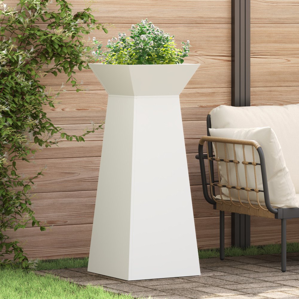 vidaXL Växtställ Vitt Metall 40 x 40 x 101 cm Dekorativa inslag