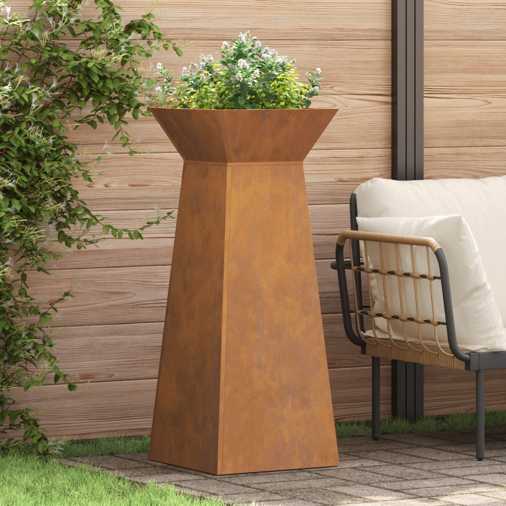 vidaXL Växtställ Väderbeständigt stål 40 x 40 x 101 cm Dekorativa inslag