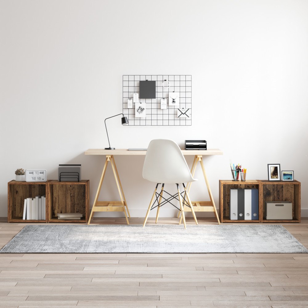 vidaXL TV-bänkar - 4 st i gammalt trä - 37 x 35 x 37 cm - Samverkande trä