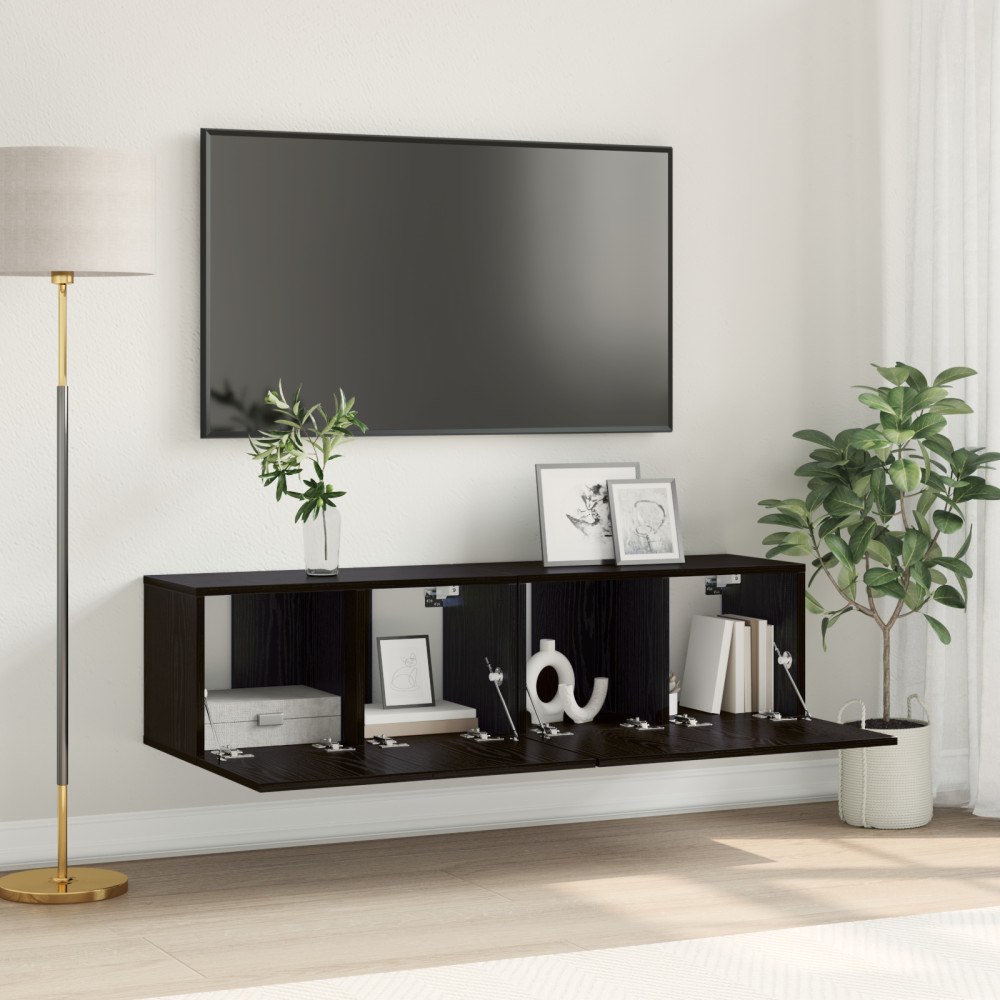 vidaXL TV-bänksystem Svart ek Konstruerat trä Liten TV-bänk