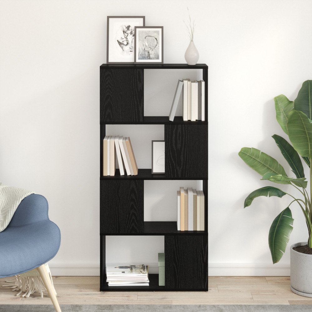 vidaXL Bokhylla Svart ek Konstruerat trä 60 x 24 x 124 cm
