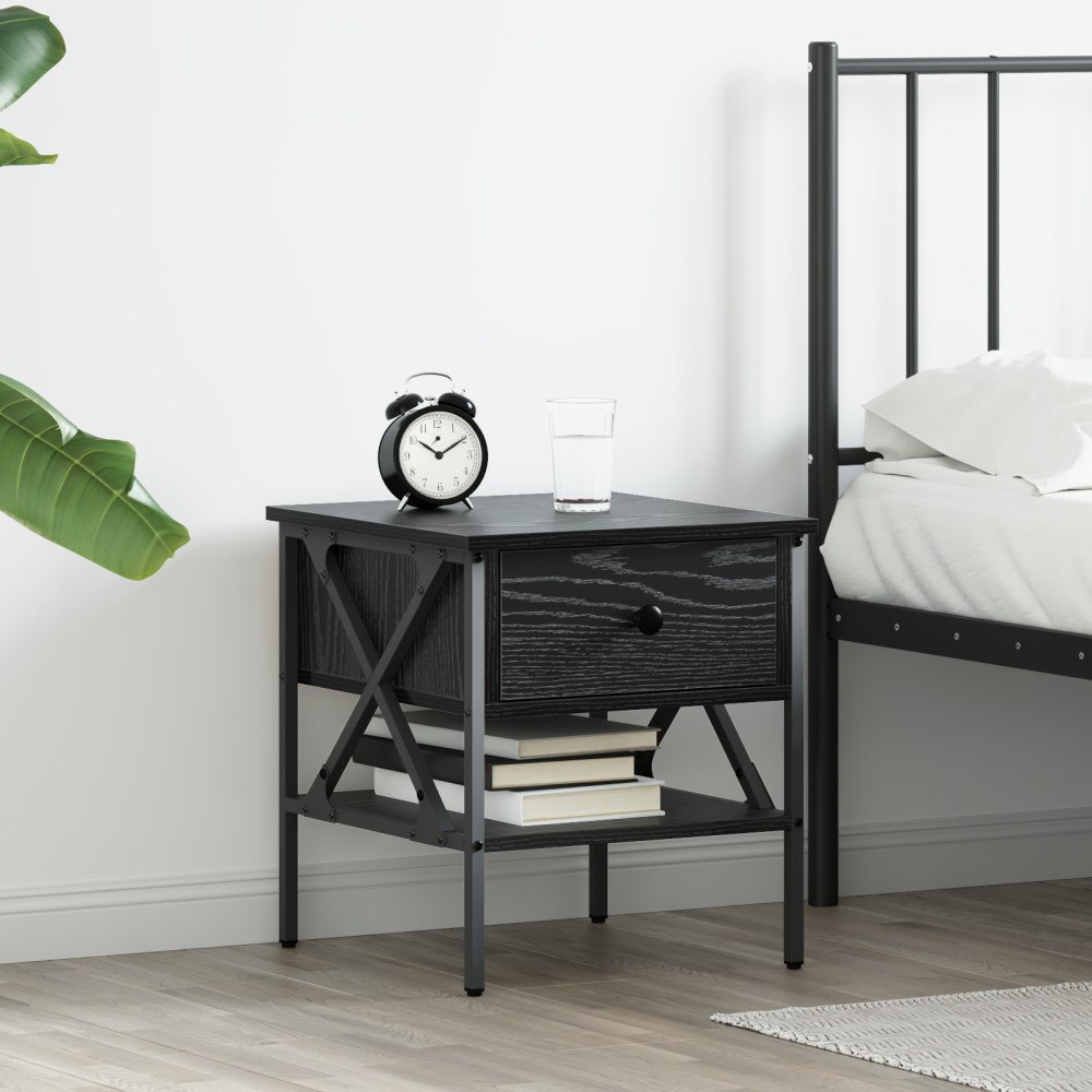 vidaXL Sängbord Svart ek 40x42x45 cm Konstruerat trä