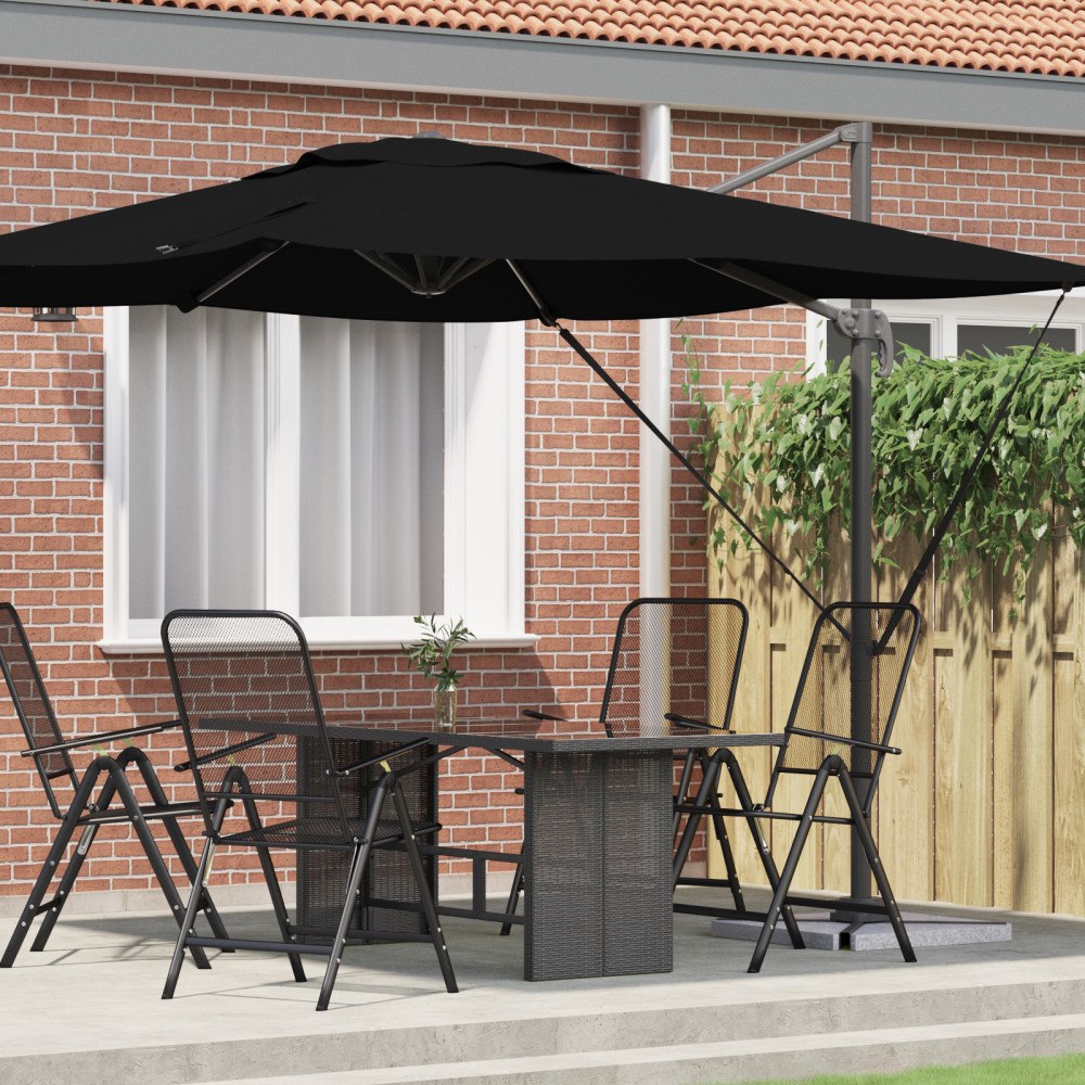 vidaXL Cantilever Roma Parasol Svart 286x285x265 cm Aluminium
