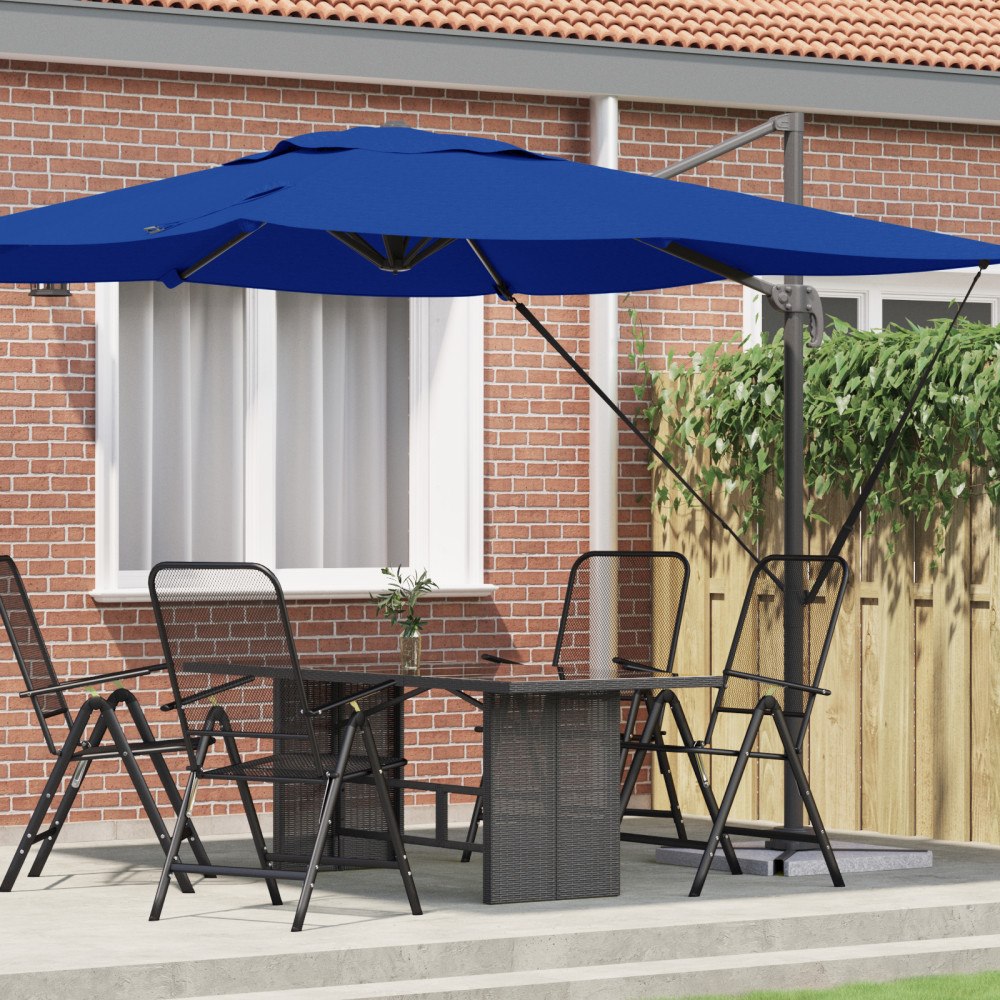 vidaXL Patio Parasoll Azurblå Aluminium, Polyester 3m Justerbara Armstöd