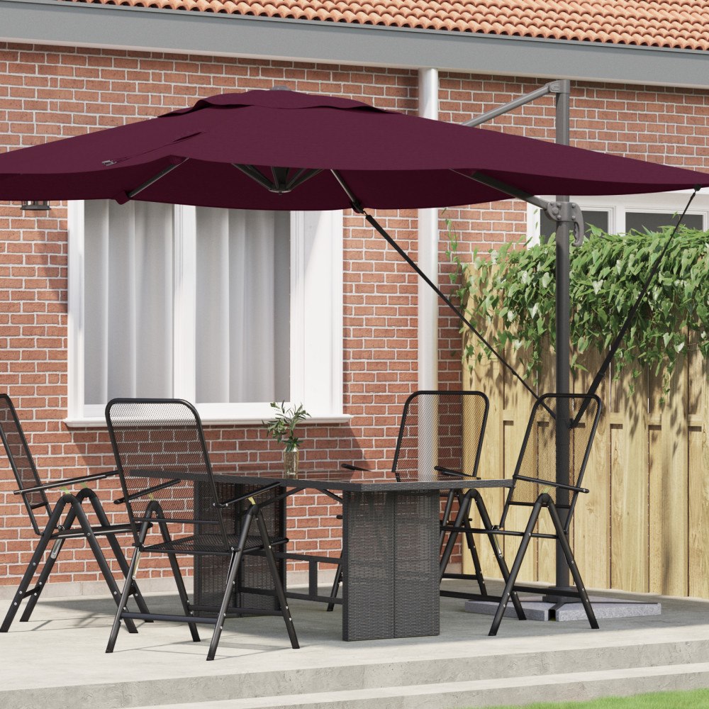 vidaXL Parasoll Bordeaux röd Aluminium, Polyester Stor