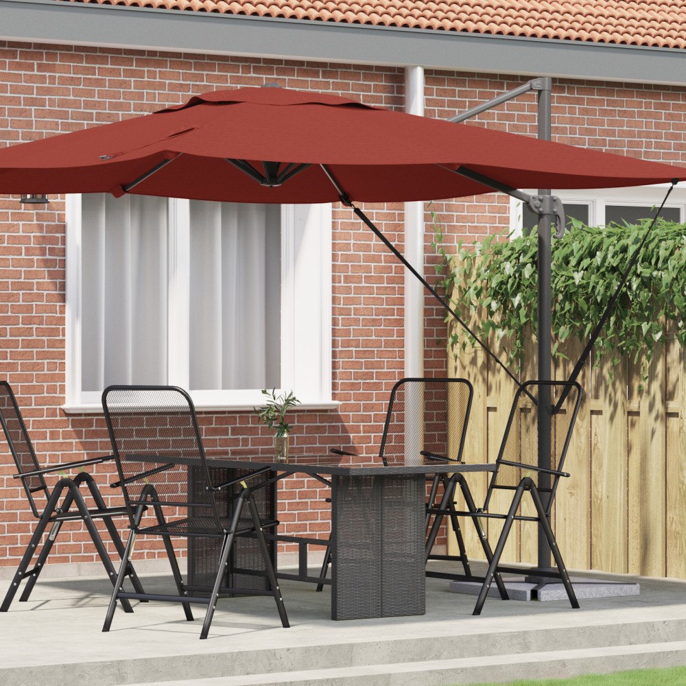 vidaXL Uteplatsparaply Terrakotta Polyester Stor Justerbara armstöd