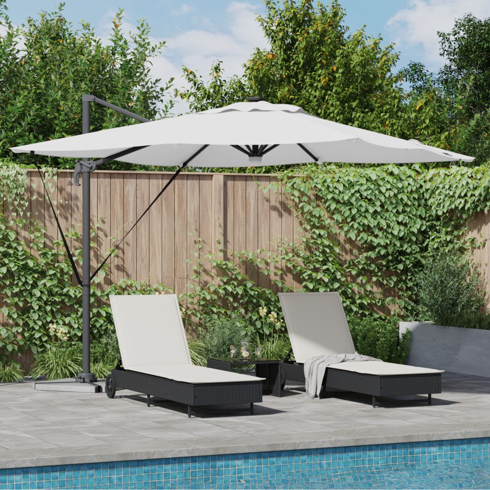 vidaXL Cantilever Roma Parasol med LEDs Sand 286x285x270 cm Aluminium