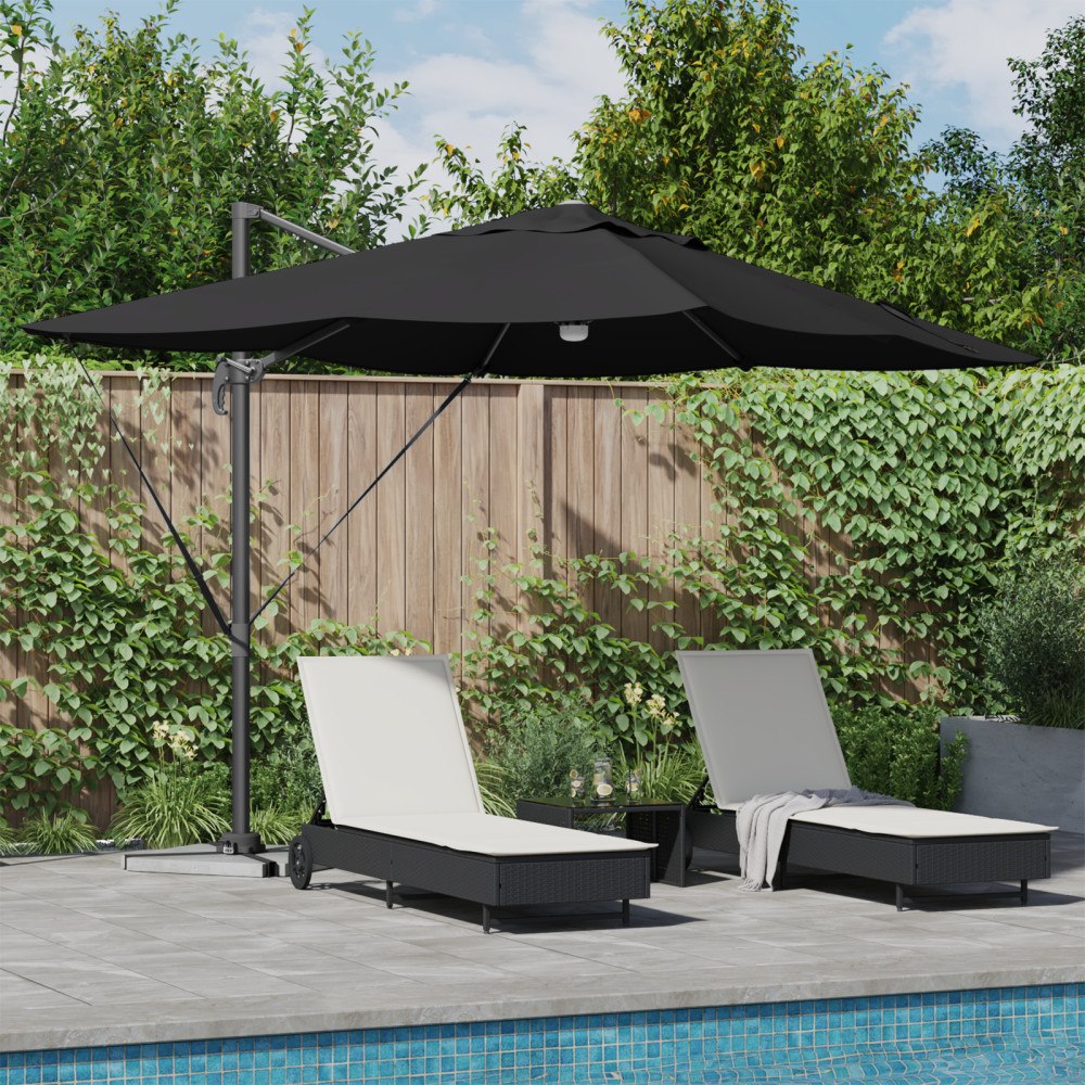vidaXL Cantilever Parasoll - Svart Polyester, Pulverlackerat Stål Stor