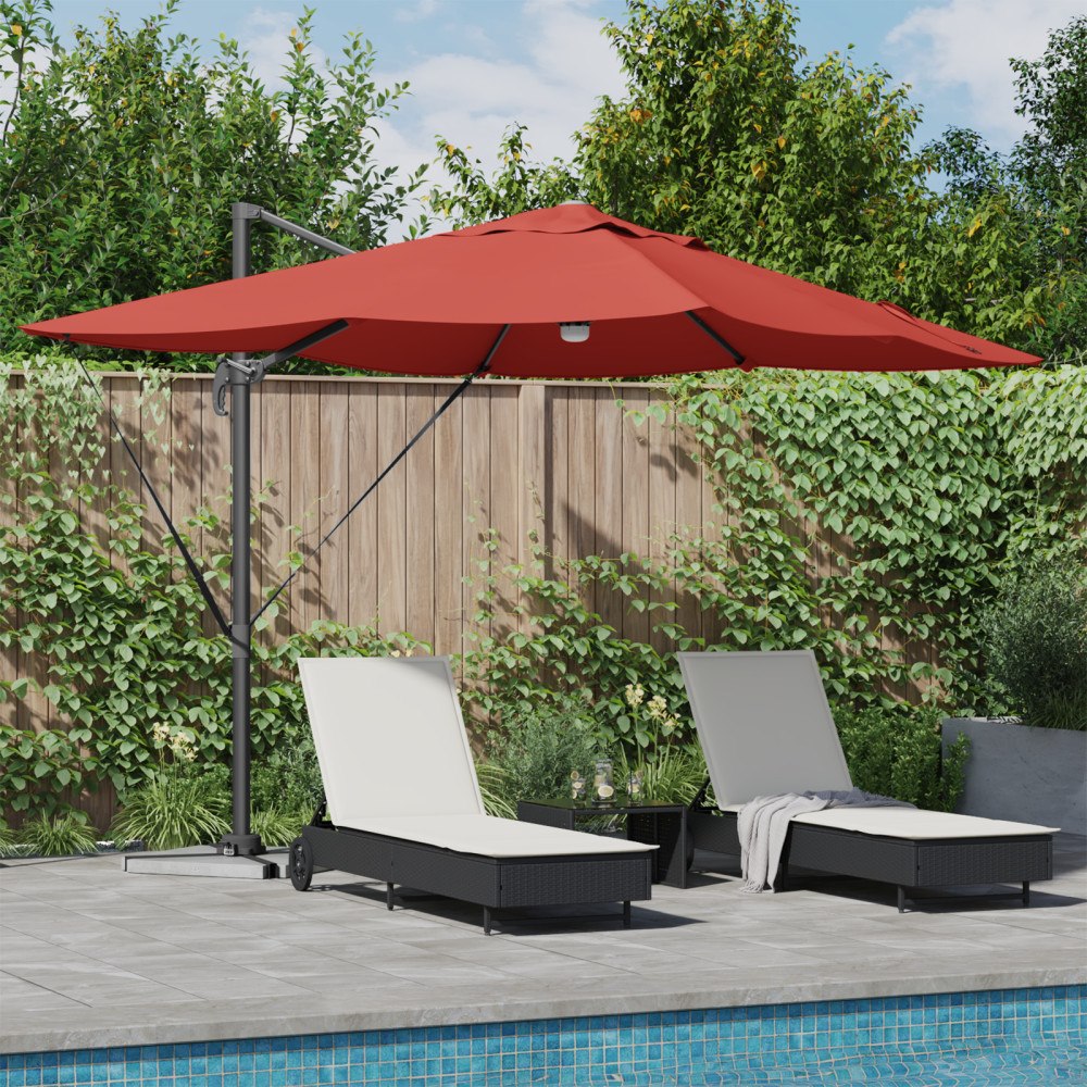 vidaXL Cantilever parasoll Teracotta Polyester Stor Hopfällbar