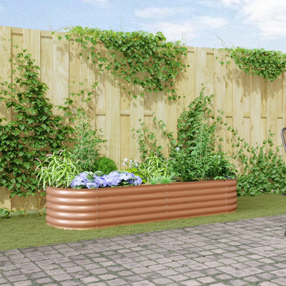vidaXL Upphöjd Trädgårdsbädd Brun med Trälook 240x80x44 cm Stål