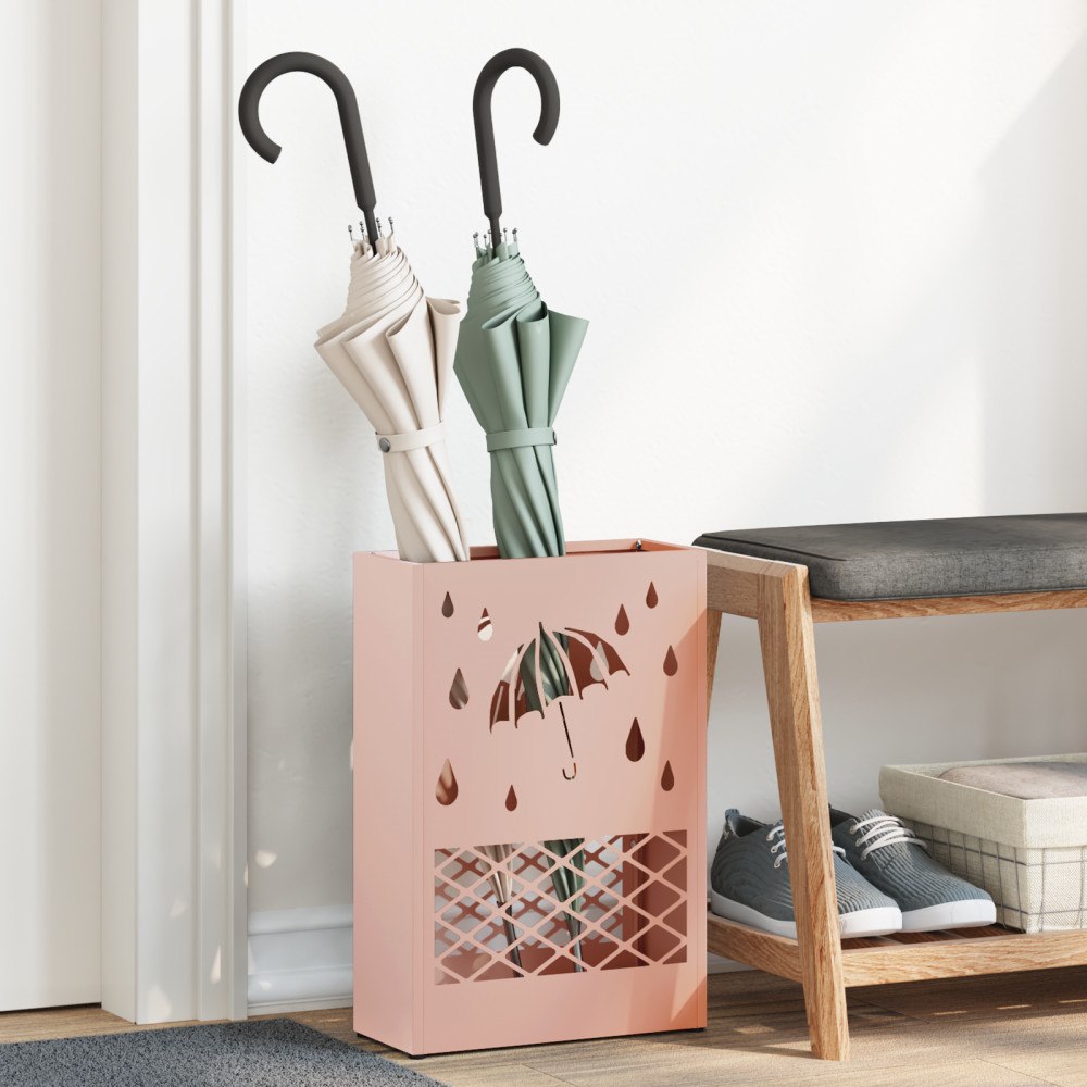 vidaXL Paraplyställ Rosa Metall Medium Dekorativa inslag Paraplyställ
