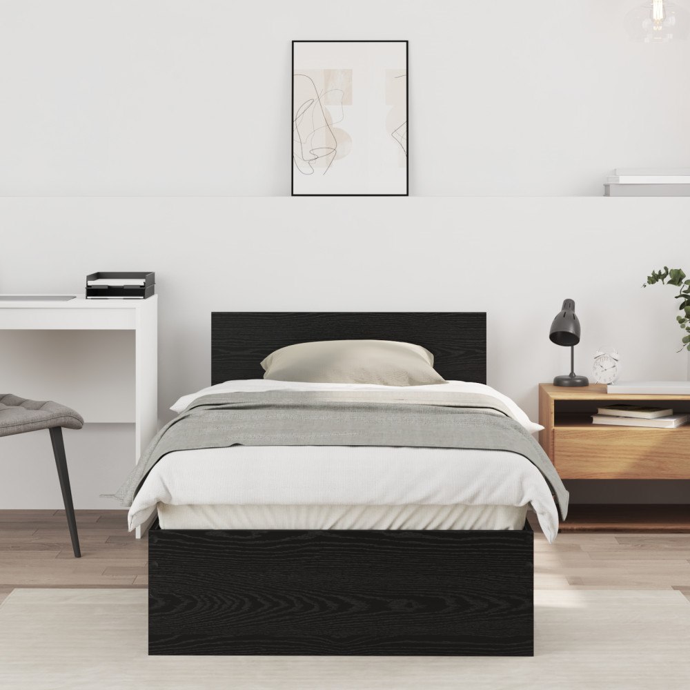 vidaXL Sängram Väggmonterad Svart Ek 75 x 190 cm Konstruerat trä
