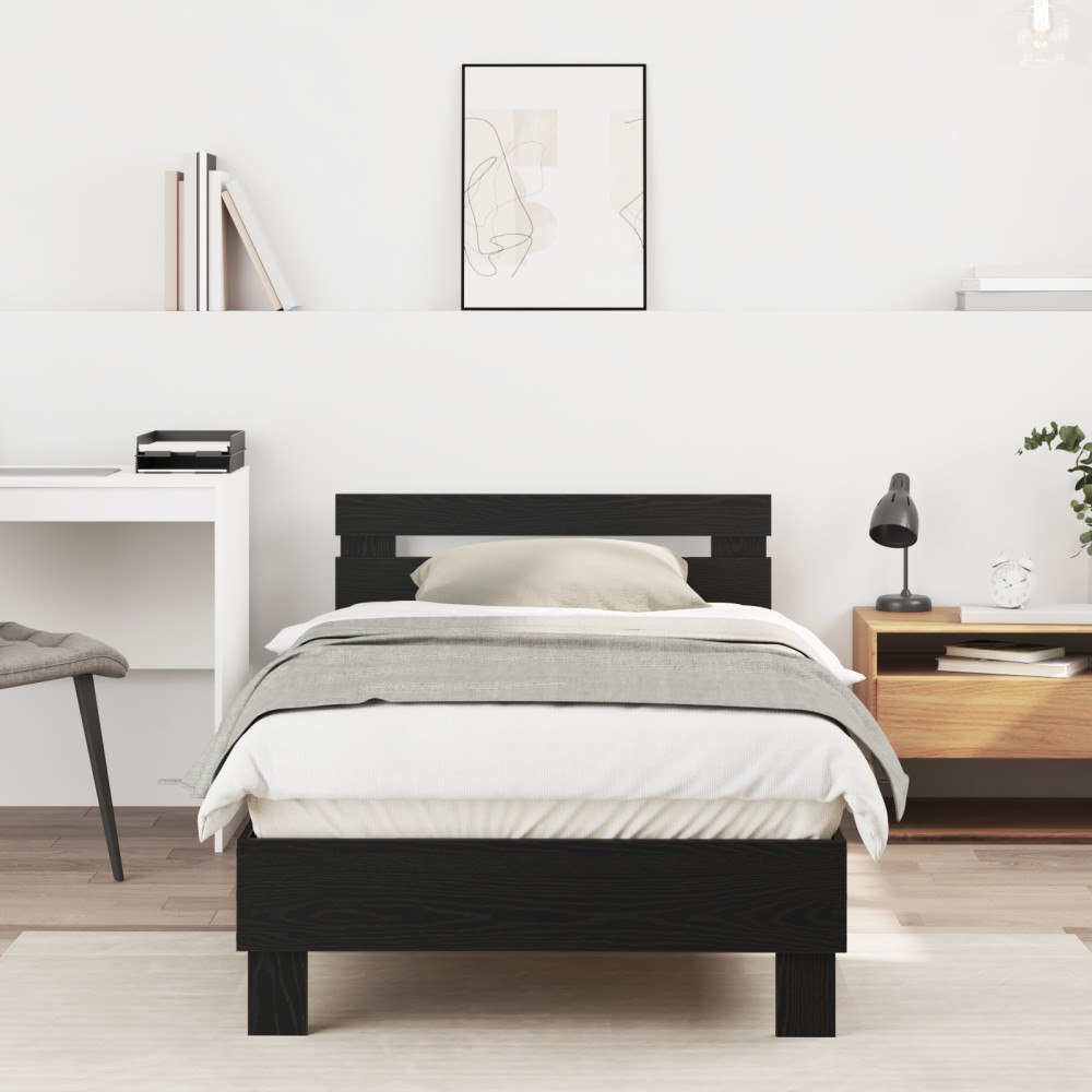 vidaXL Sängram Svart Ek 203 x 95 x 70 cm Konstruerat trä