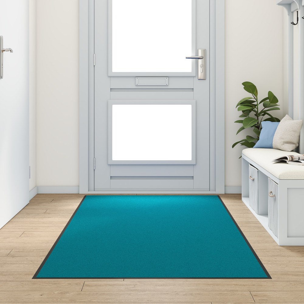vidaXL Tvättbar Dörrmatta Cyan 120x250 cm