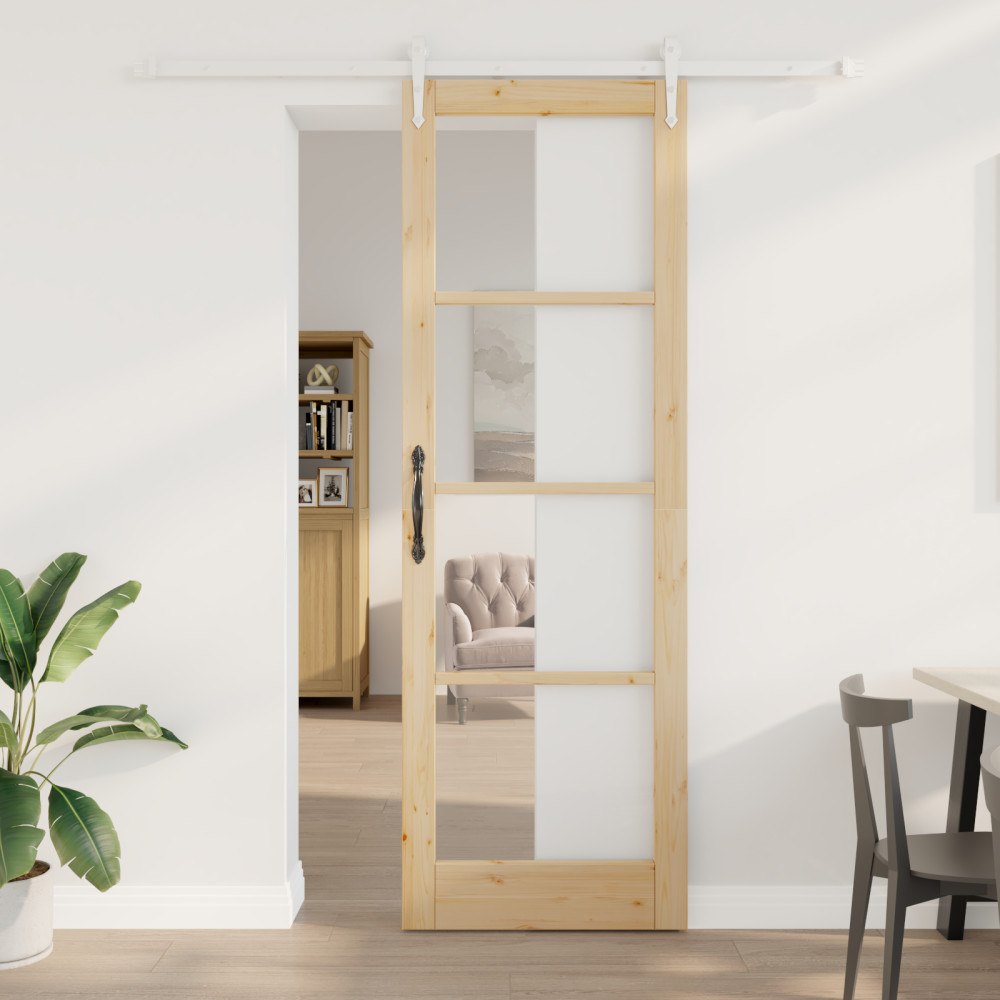 vidaXL Skjutdörr med Hårdvarusats 78x232 cm Massivt Trä Furu