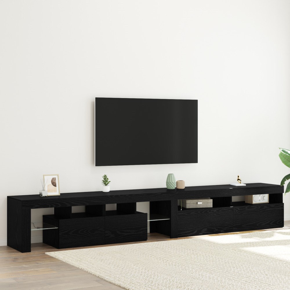 vidaXL TV-möbler 2 st med LED-lampor svart ek konstruerat trä