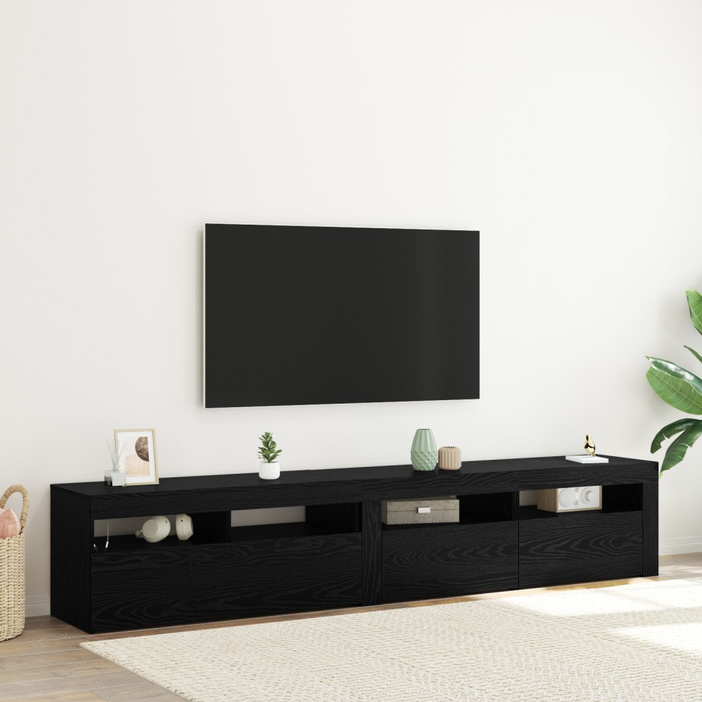 vidaXL TV-skåp 2 stycken med LED-lampor Svart-ek Konstruerat trä