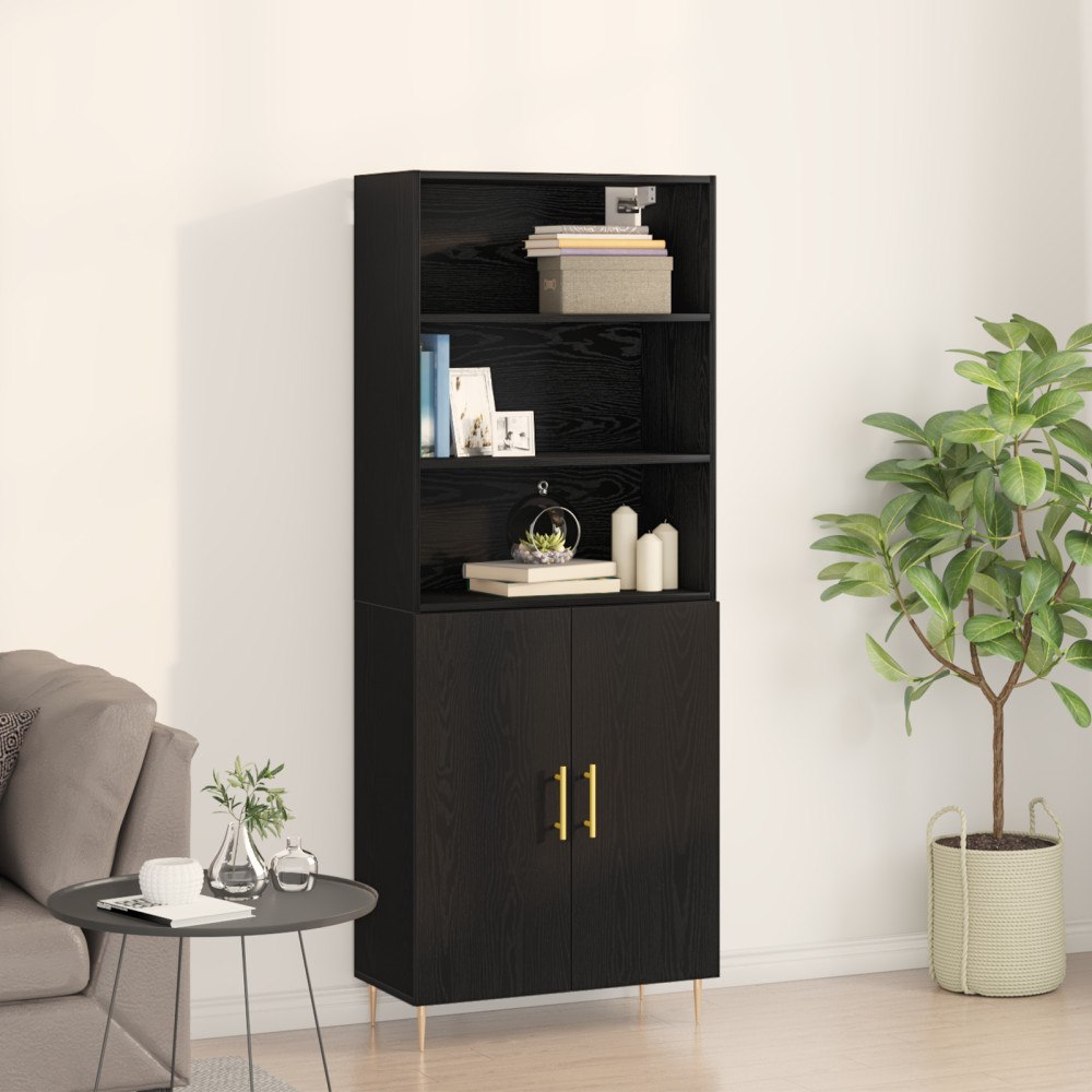vidaXL Högskåp Svart Ek 69,5x34x180 cm Konstruerat trä, vidaXL Sidobord Svart Ek 69,5x34x90 cm Konstruerat trä, vidaXL Hängande...