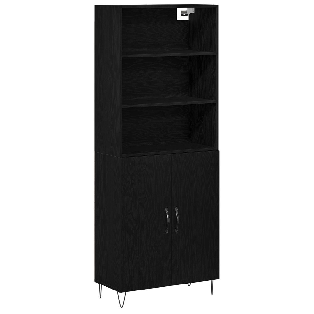 vidaXL Högskåp Svart Ek 69.5x34x180 cm Konstruerat trä, vidaXL Sidoöskåp Svart Ek 69.5x34x90 cm Konstruerat trä, vidaXL Väggskå...