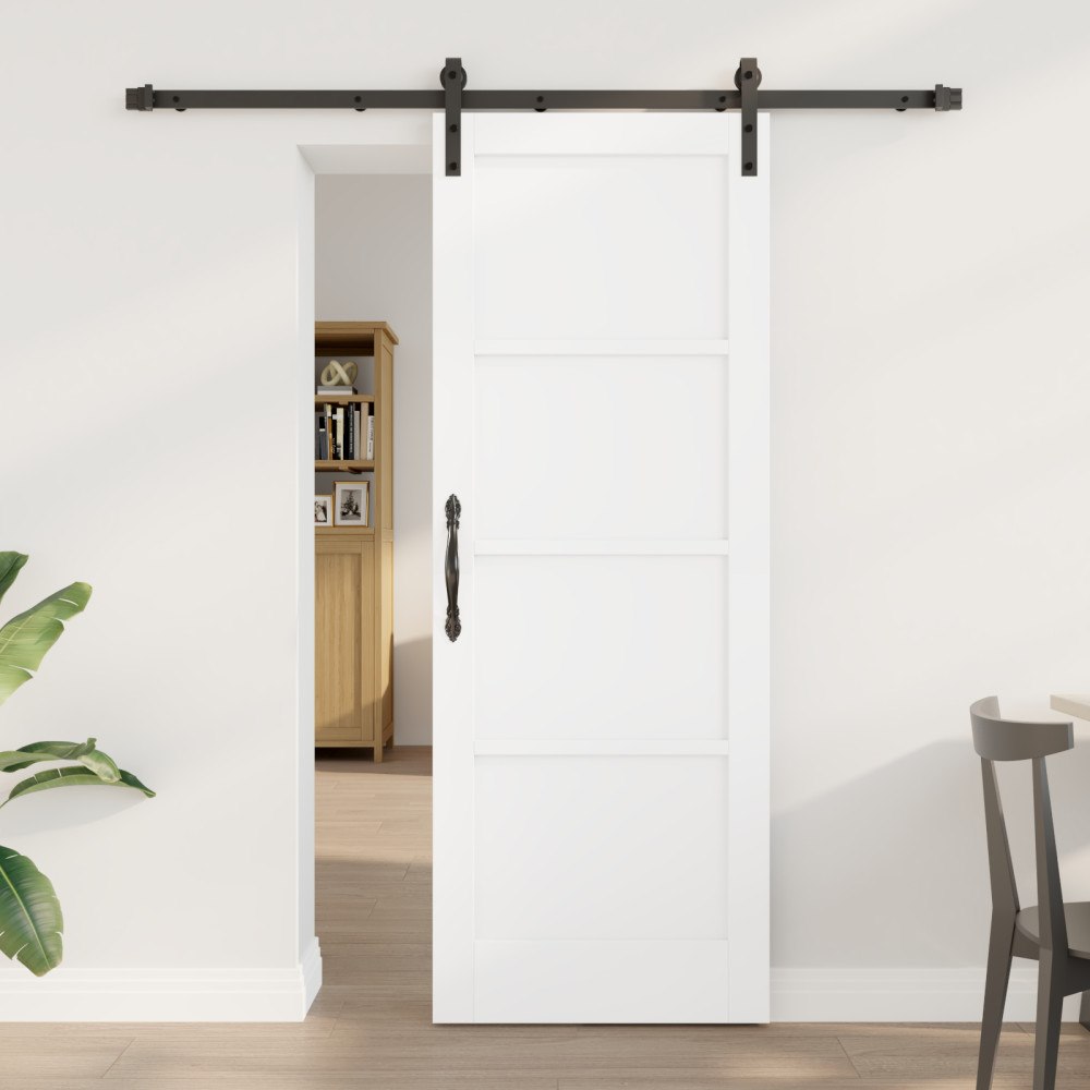 vidaXL Skjutdörr med Tillbehör Vit 73.5x198.5 cm Massiv Trä Furu, vidaXL Inredningsdörr 'ORKDAL'Vit 73.5x198.5x4 cm Massiv Trä...