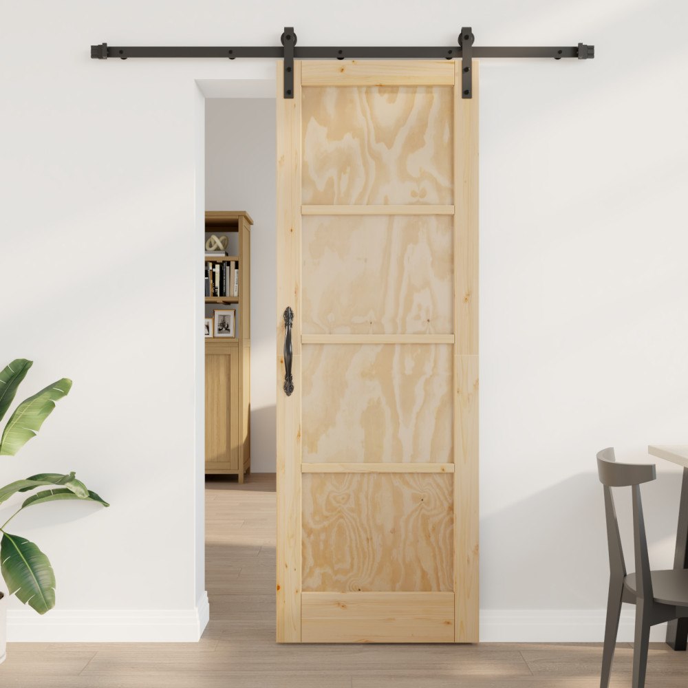 vidaXL Skjutdörr med tillbehör 73,5x211 cm Massivt trä tall, vidaXL Inredningsdörr 'ORKDAL'73,5x211x4 cm Massivt trä tall