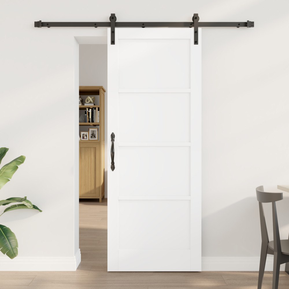 vidaXL Skjutdörr med monteringsset Vit 78x202 cm Solid Furu, vidaXL Inredningsdörr 'ORKDAL'Vit 78x202x4 cm Solid Furu