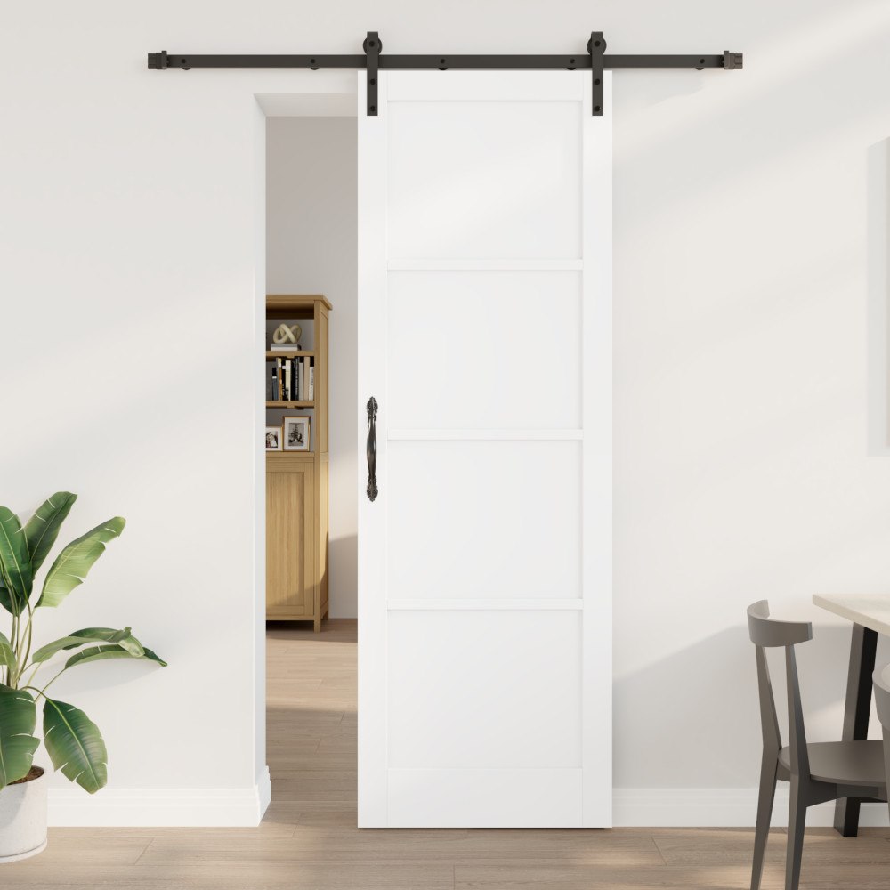 vidaXL Skjutdörr med beslag Vit 78x232 cm Massivt Furu, vidaXL Inredningsdörr 'ORKDAL'Vit 78x232x4 cm Massivt Furu