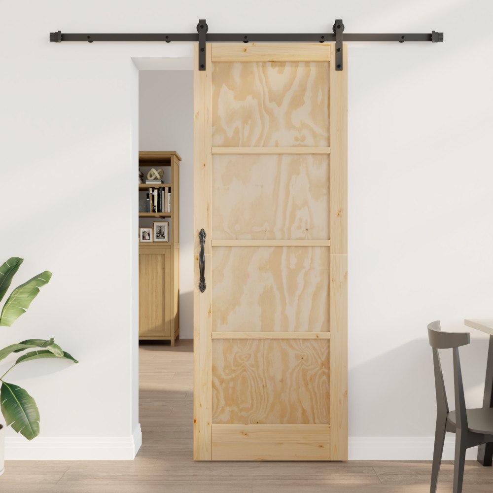 vidaXL skjutdörr med tillbehör 78x211 cm massiv träfuru, vidaXL inredningsdörr 'ORKDAL'78x211x4 cm massiv träfuru