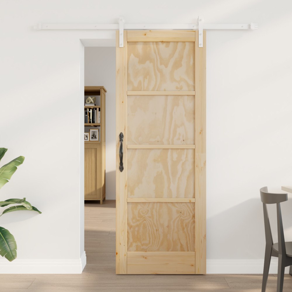 vidaXL Skjutdörr med Utrustningsset 73.5x198.5 cm Massivt Furu, vidaXL Inredningsdörr 'ORKDAL'73.5x198.5x4 cm Massivt Furu