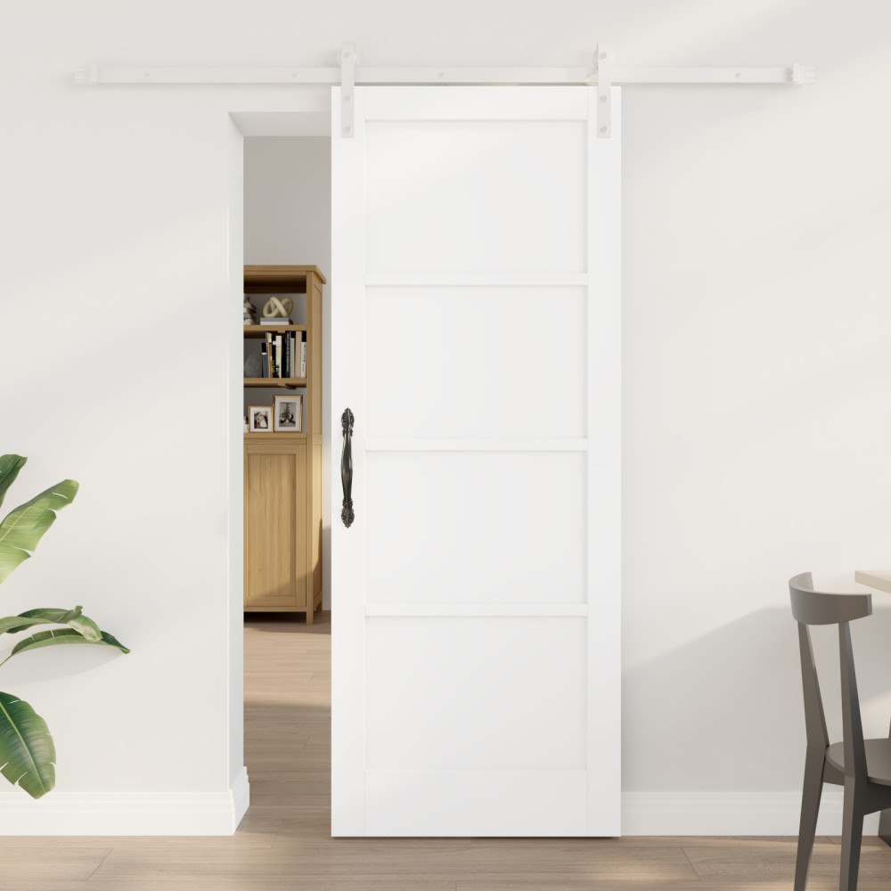 vidaXL Skjutdörr med Monteringsset Vit 78x202 cm Massivt Trä Furu, vidaXL Inre Dörr 'ORKDAL'Vit 78x202x4 cm Massivt Trä Furu