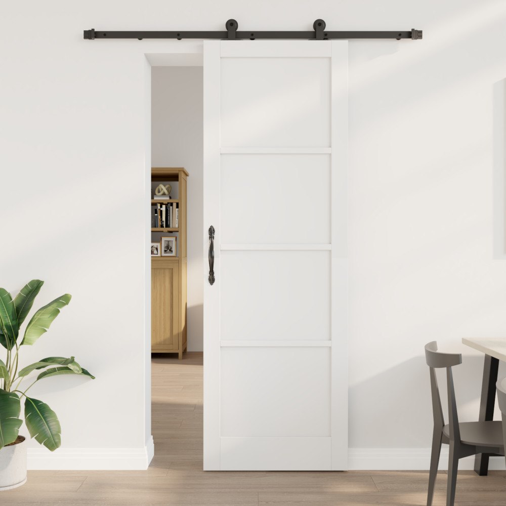 vidaXL Skjutdörr med Hårdvarukit Vit 78x232 cm Solid Furu, vidaXL Inredningsdörr 'ORKDAL'Vit 78x232x4 cm Solid Furu