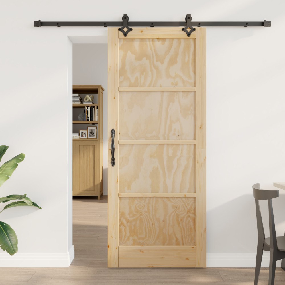 vidaXL Skjutdörr med beslag 83x202 cm Massivt Trä Furu, vidaXL Inredningsdörr 'ORKDAL'83x202x4 cm Massivt Trä Furu