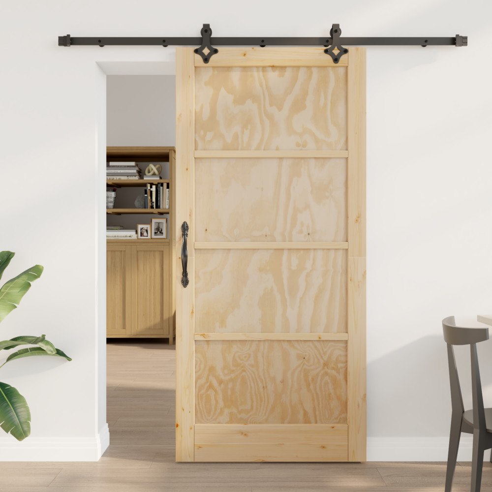 vidaXL skjutdörr med beslagset 93x202 cm Solid trä furu, vidaXL inredningsdörr