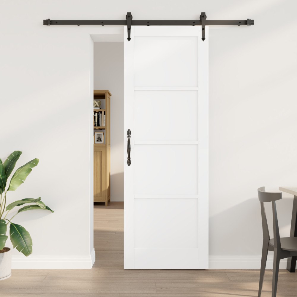 vidaXL Skjutdörr med Utrustningsset Vit 73,5x211 cm Massiv Furu, vidaXL Inredningsdörr 'ORKDAL'Vit 73,5x211x4 cm Massiv Furu