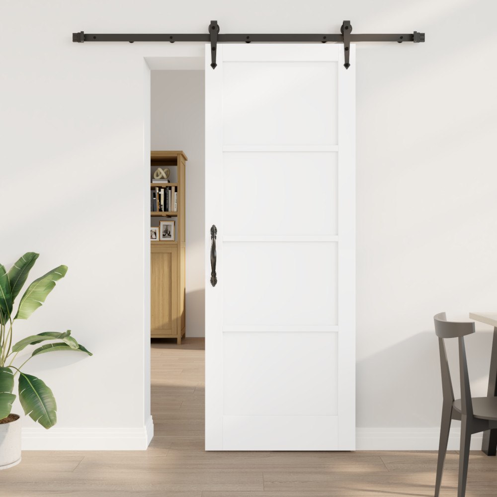 vidaXL Skjutdörr med Hårdvarusats Vit 78x211 cm Massivt Trä Furu, vidaXL Inredningsdörr