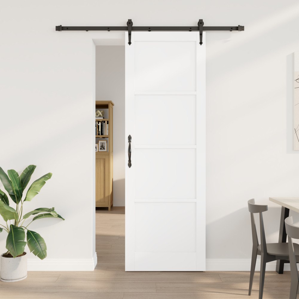 vidaXL skjutdörr med hårdvaruset vit 78x232 cm massivt trä furu, vidaXL innerdörr 'ORKDAL'vit 78x232x4 cm massivt trä furu